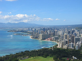 Waikiki View from Diamond Head, Honolulu, Oahu, Hawaii.