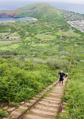 Koko Head climb near Hanauma Bay in Hawaii Kai, Oahu, Hawaii