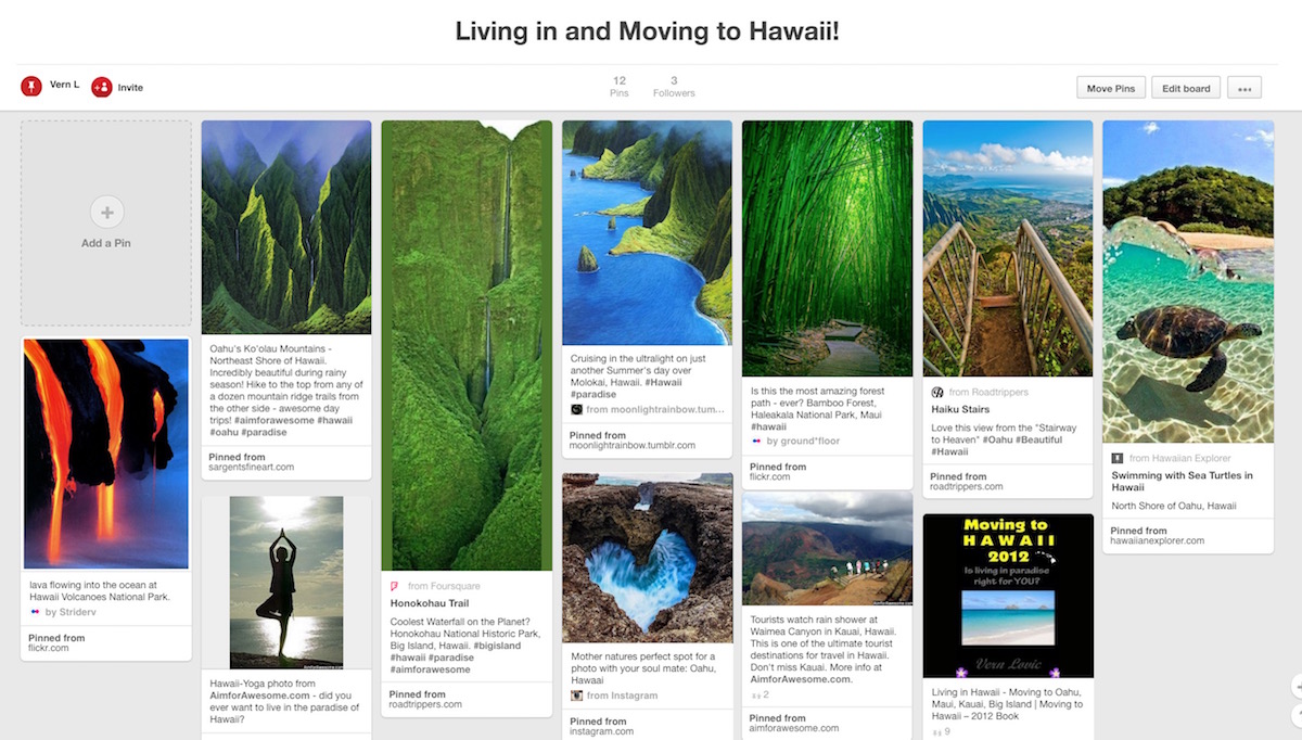 Hawaii Pinterest channel by Aim for Awesome!