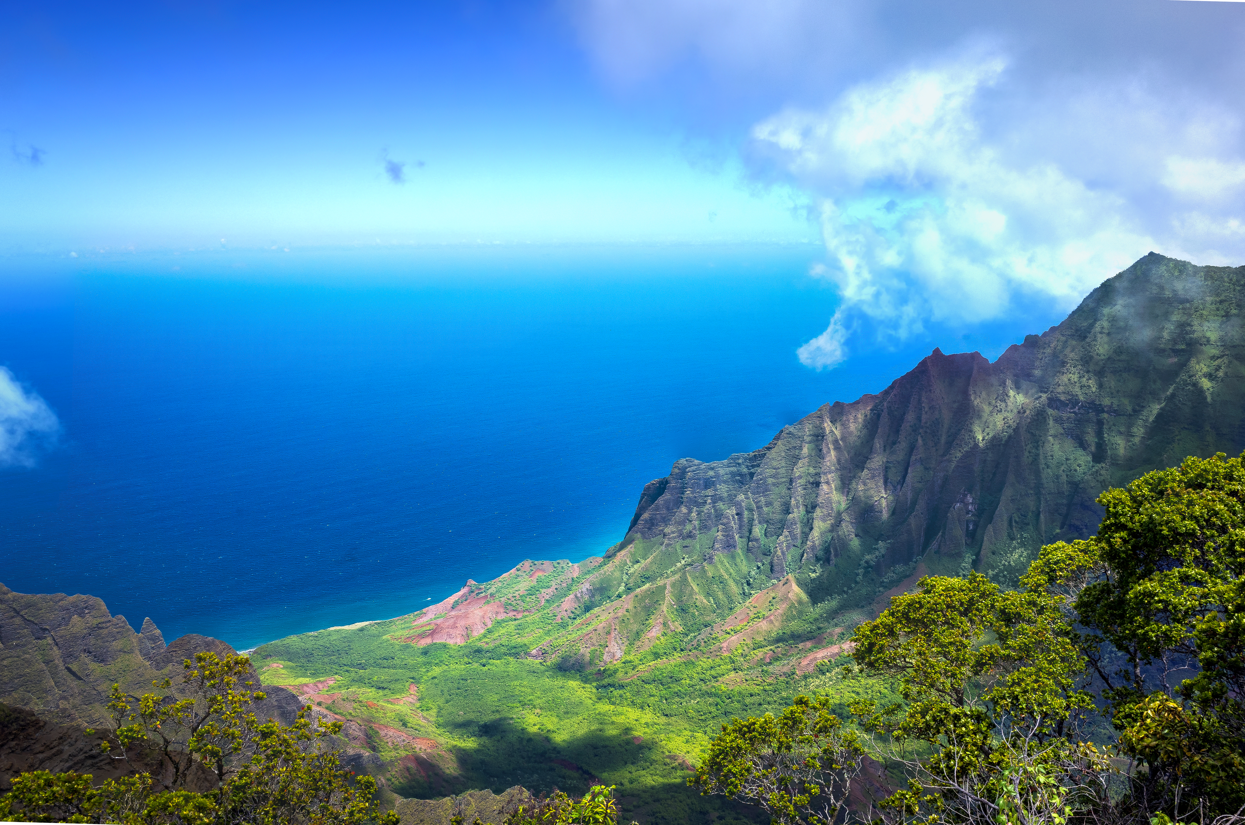 View of the Napali Coast and valley
