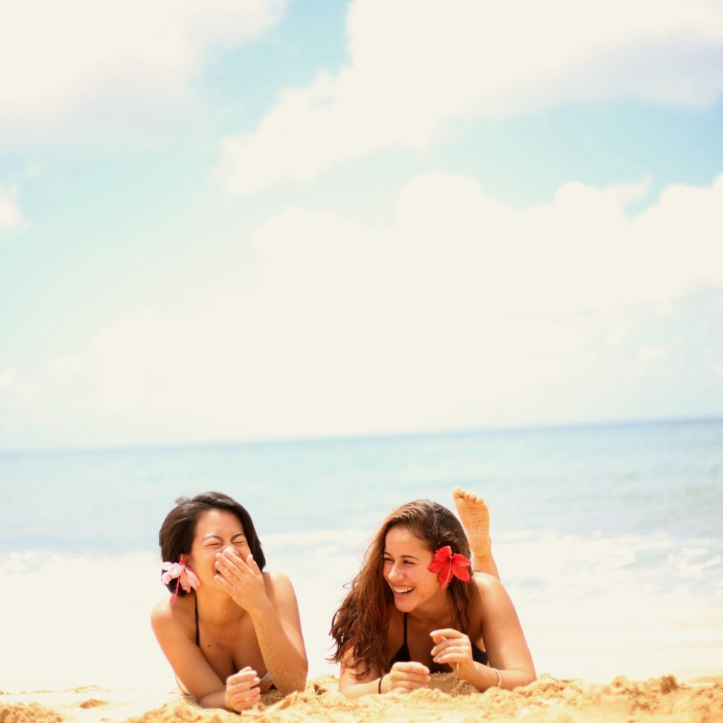 girls on beach