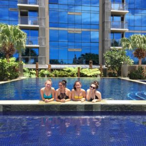 girls in pool