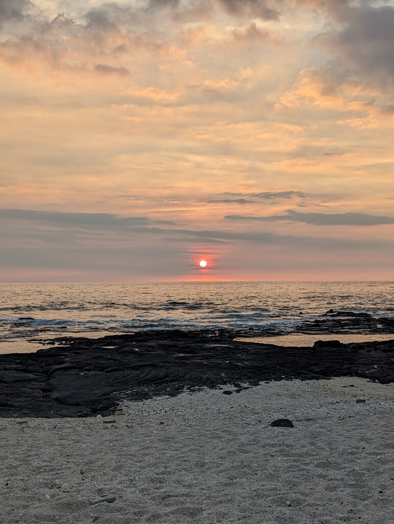 Beautiful sunset over the ocean in Hawaii