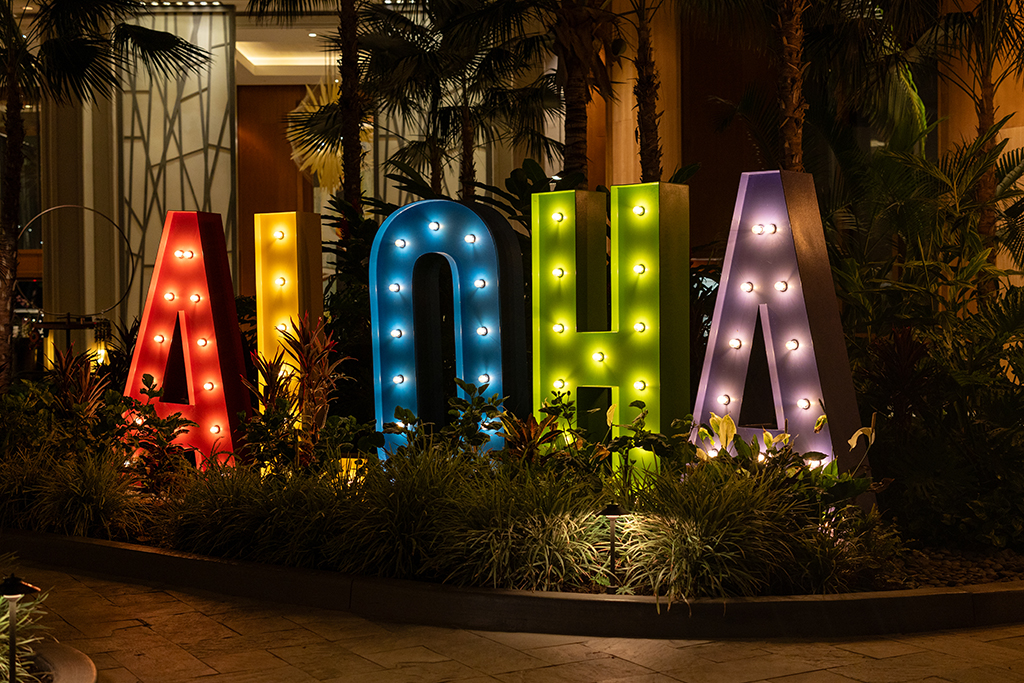 lighted up letters in the shape of letters for alpha are displayed