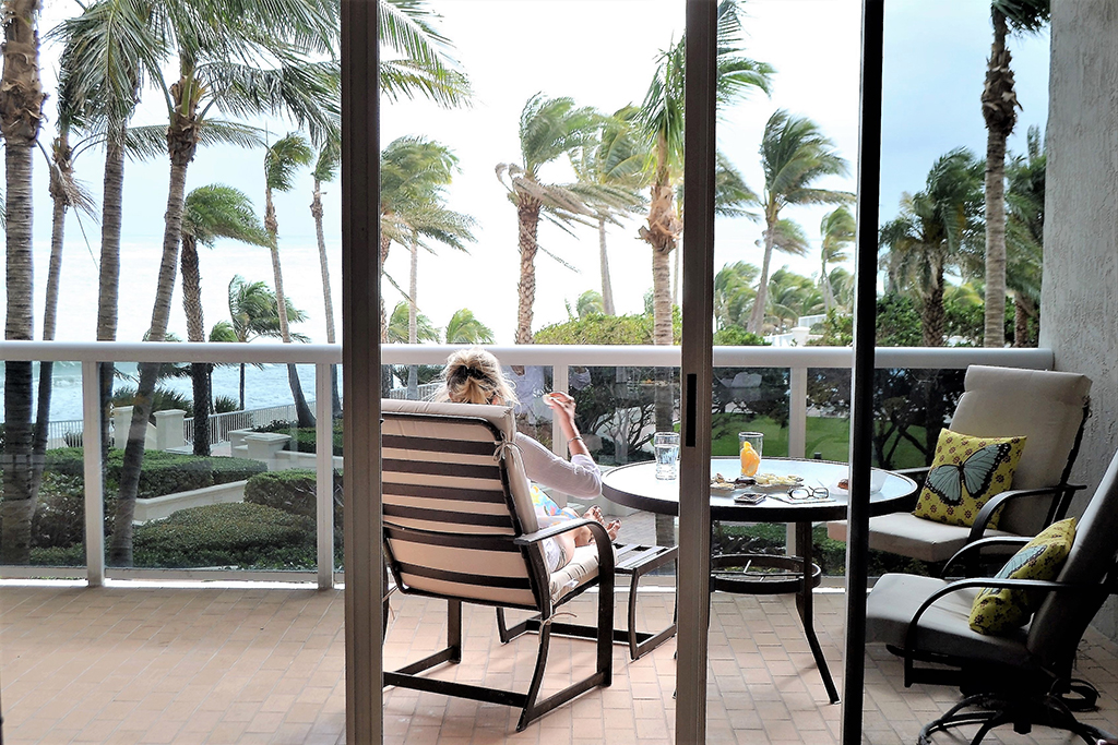 Woman relaxing on lanai