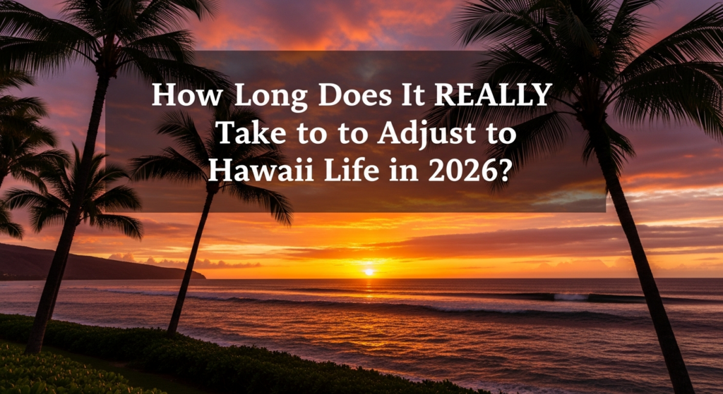 Sunset over a beautiful Hawaiian beach, symbolizing the relaxed pace of island life.