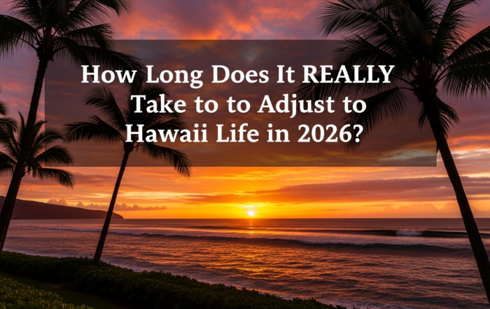 Sunset over a beautiful Hawaiian beach, symbolizing the relaxed pace of island life.