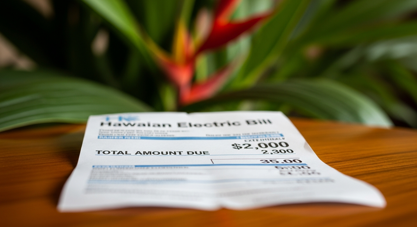 Example of a high electricity bill in Hawaii.